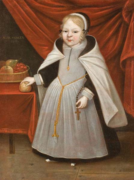 Portrait of a girl with a rosary